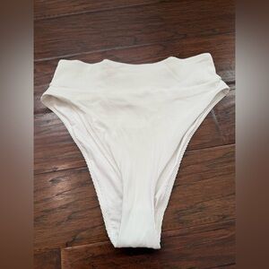 Aerie High-Waisted Ribbed Bikini Bottom Size L in White
